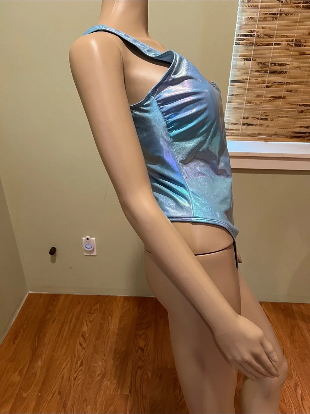 Holographic Light Blue One-Piece Swimsuit Size L